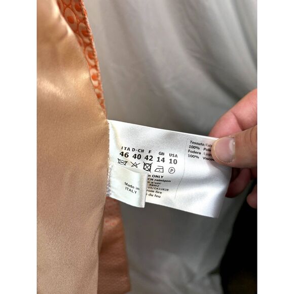 Cinzia Rocca Salmon Pink Luxury Monogram Button Down Trench Coach Jacket Womens - Picture 11 of 11